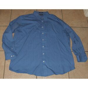 DAMON Mens Sz XXL 18 (34/35) Blue Striped Easy Care Button Up Long Sleeve Shirt